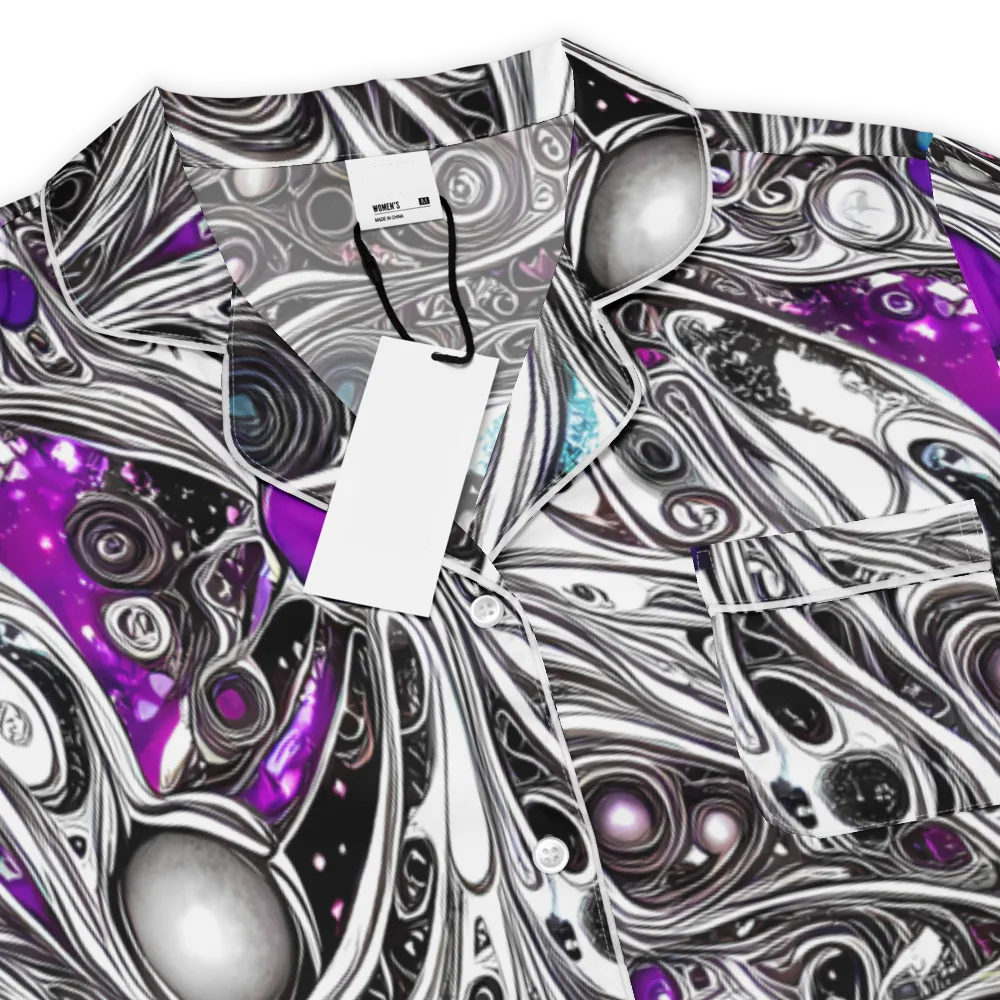Neo-Noir Waves on Women's Short Sleeve Pajama Top — Product details