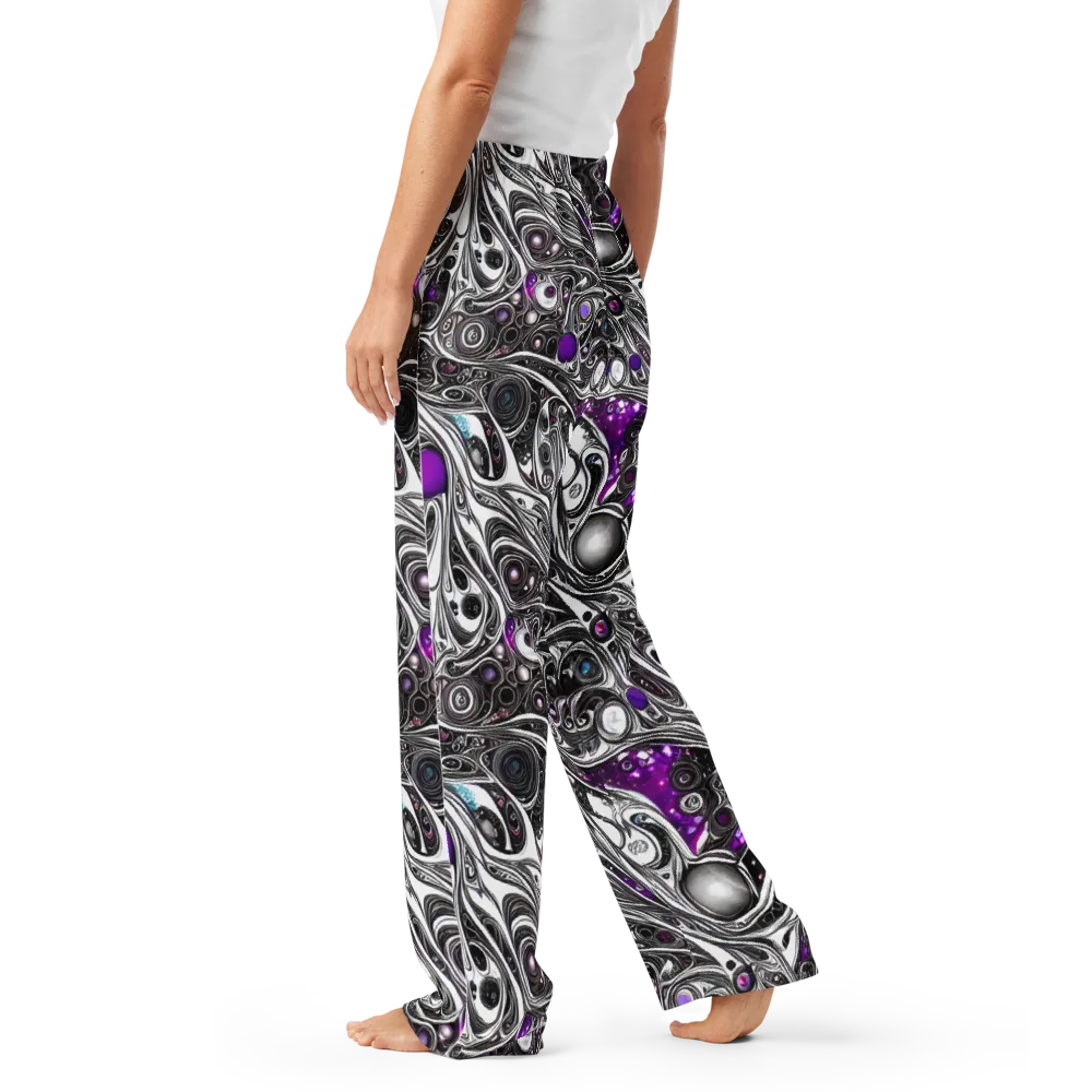 Neo-Noir Waves on Women's Pajama Pants — Left