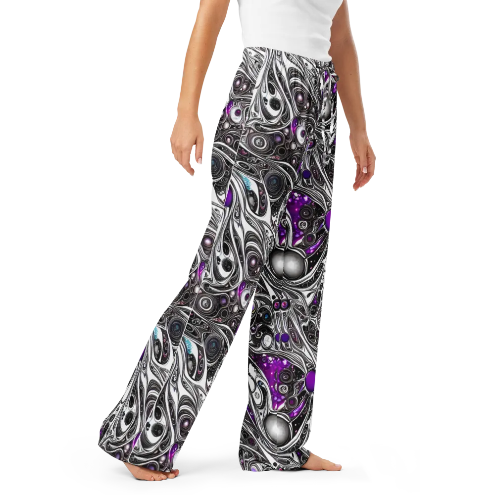 Neo-Noir Waves on Women's Pajama Pants — Right Front
