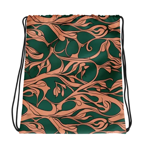 Moss And Apricot on a Drawstring Bag