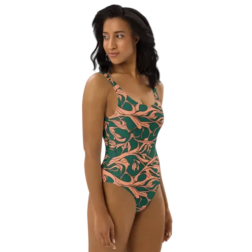 Moss And Apricot on a One-Piece Swimsuit