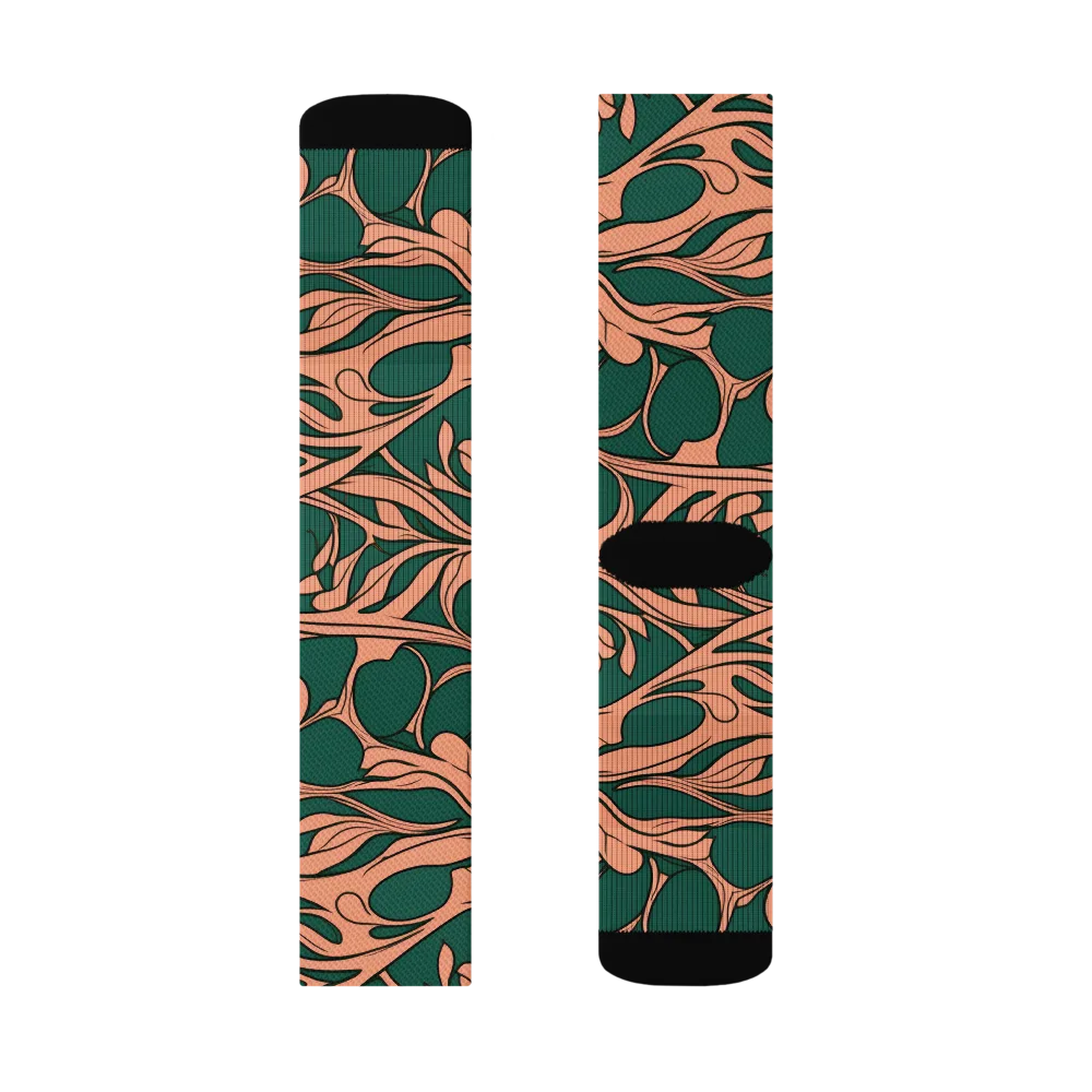 Moss And Apricot on Socks — Right Sock