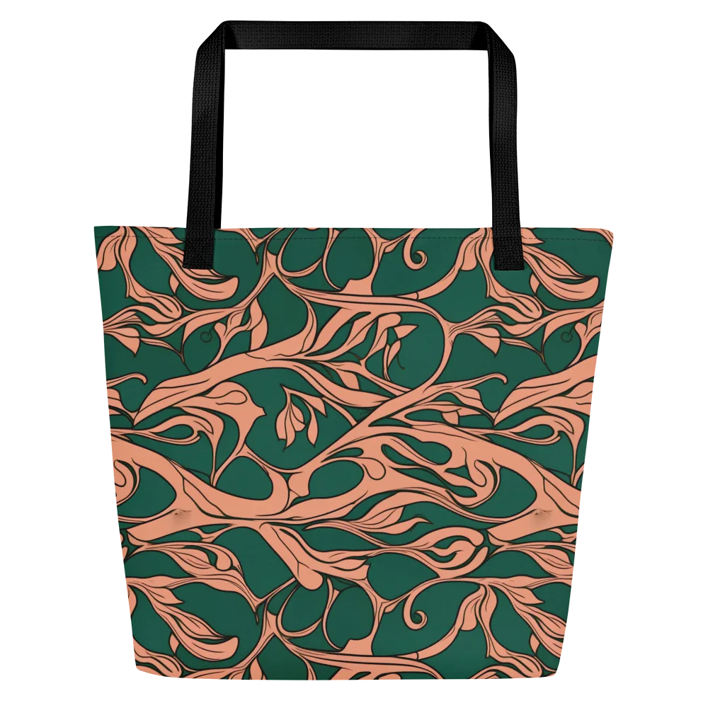 Moss And Apricot on Large Tote Bag W/ Pocket — Front