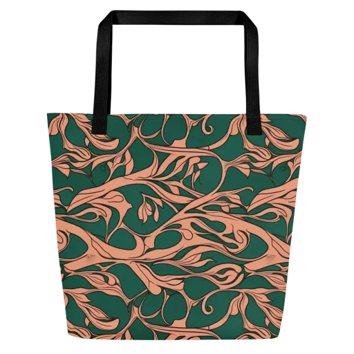 Moss And Apricot on a Large Tote Bag W/ Pocket