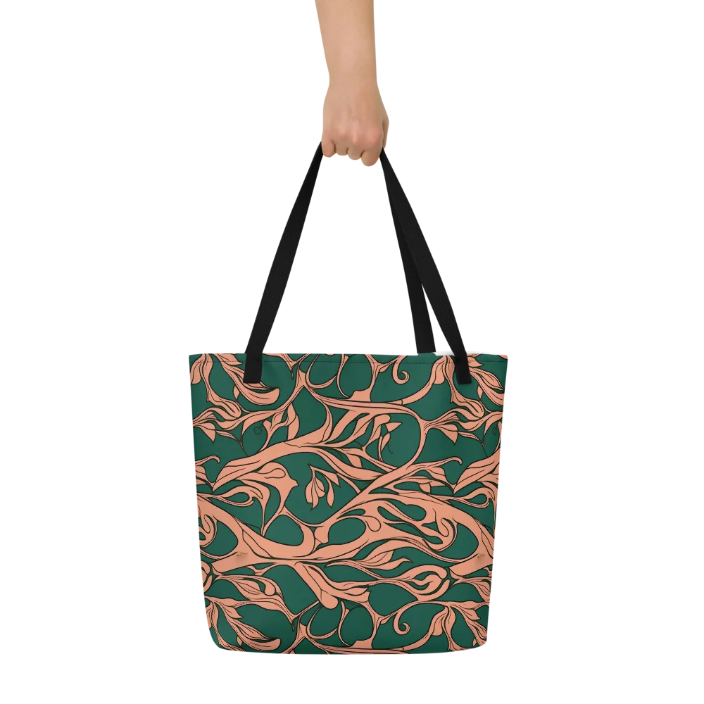Moss And Apricot on Large Tote Bag W/ Pocket — Front