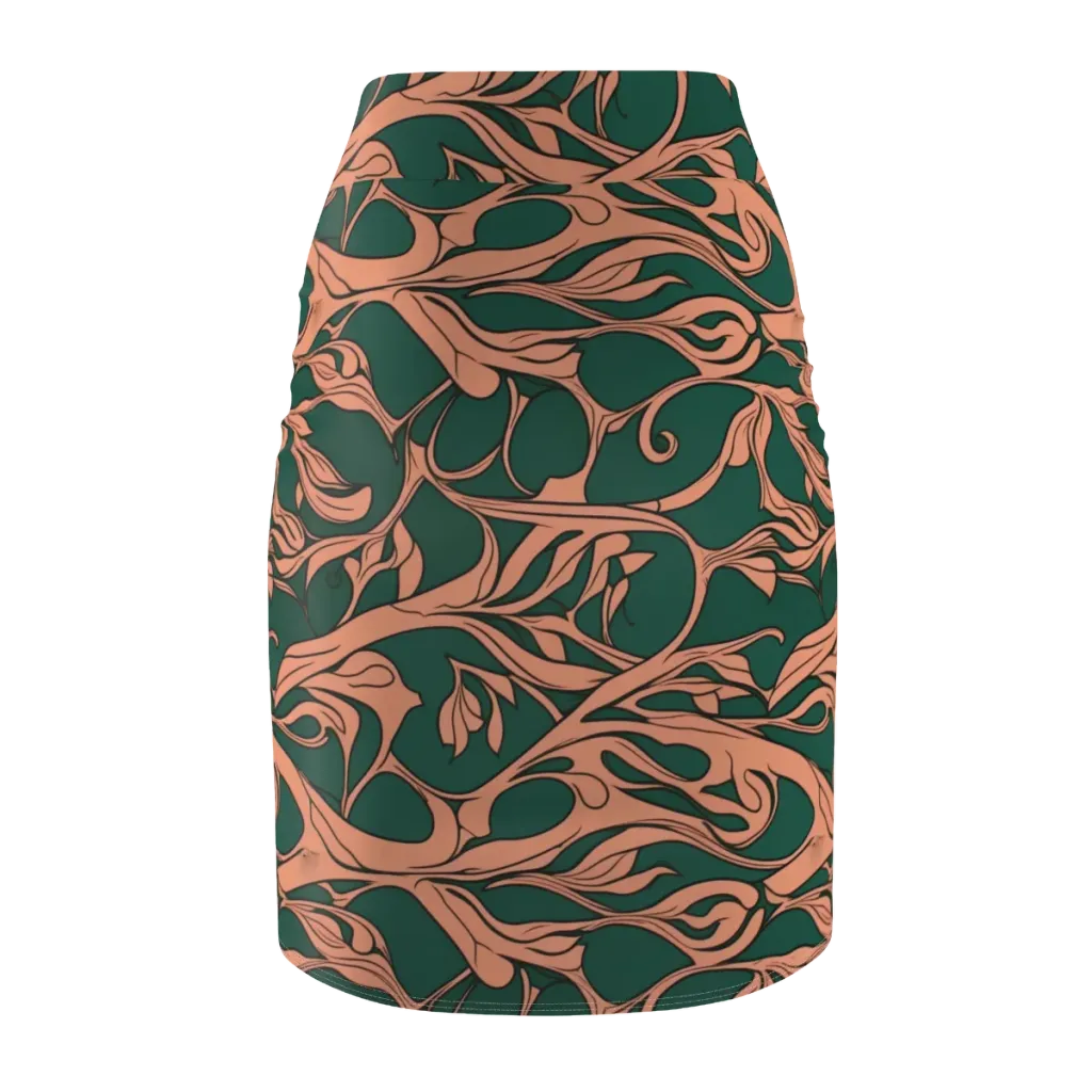 Moss And Apricot on Pencil Skirt — Back