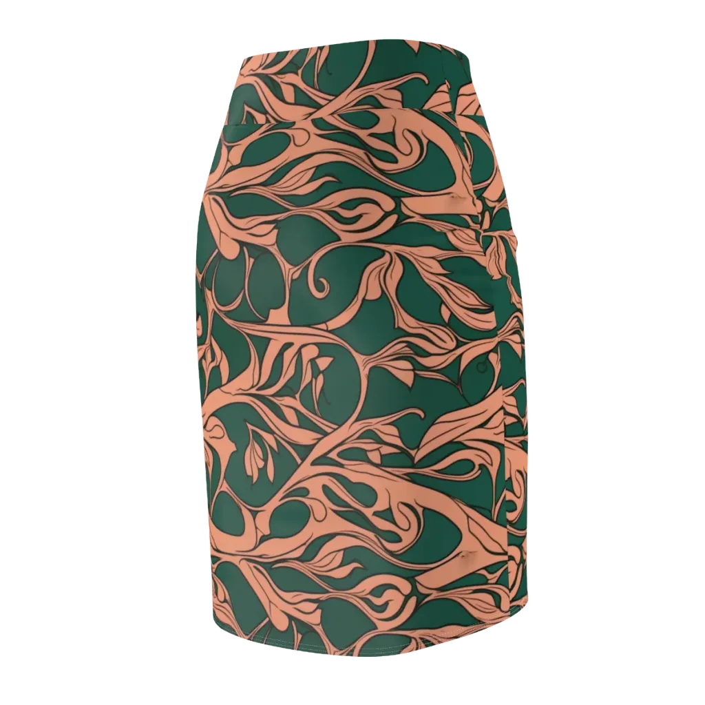 Moss And Apricot on Pencil Skirt — Back Side