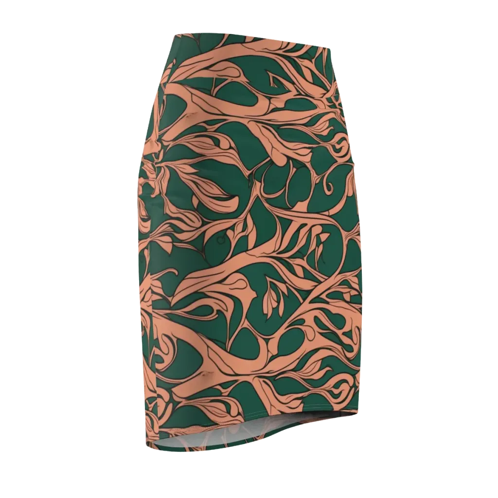 Moss And Apricot on Pencil Skirt — Front Side