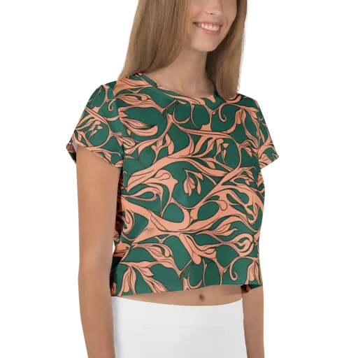 Moss And Apricot on a Crop Tee