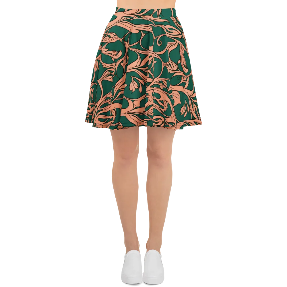 Moss And Apricot on Skater Skirt — Front