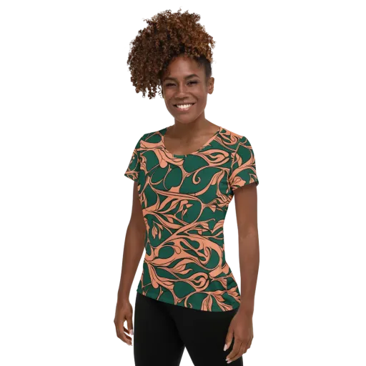 Moss And Apricot on a Women's Athletic T-Shirt