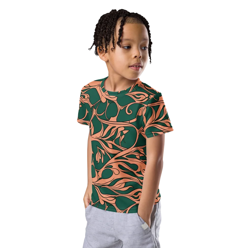 Moss And Apricot on Kids Crew Neck T-Shirt — Left Front