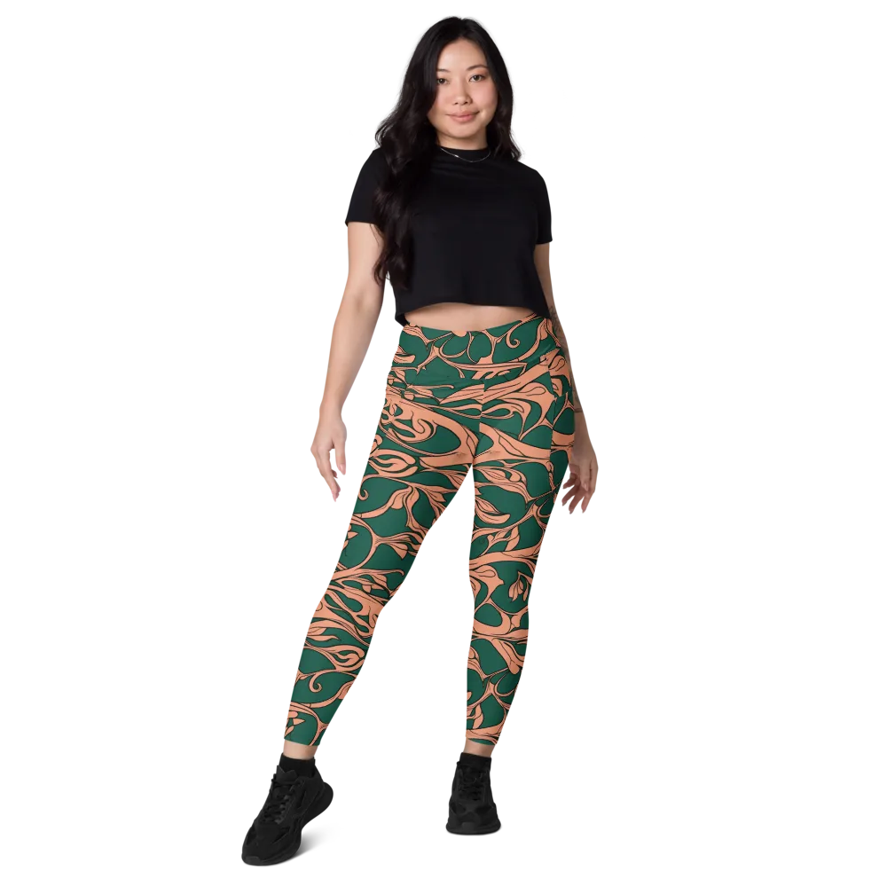 Moss And Apricot on Leggings with Pockets — Front