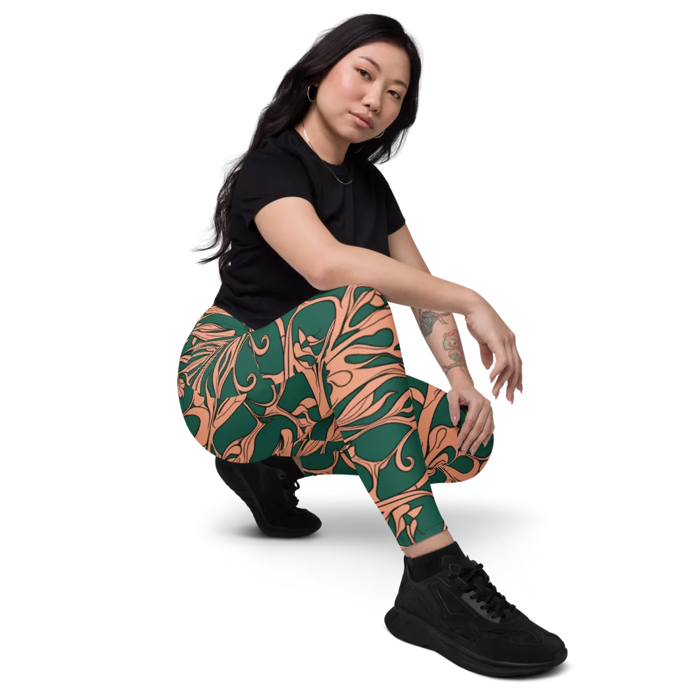 Moss And Apricot on Leggings with Pockets — Right Front