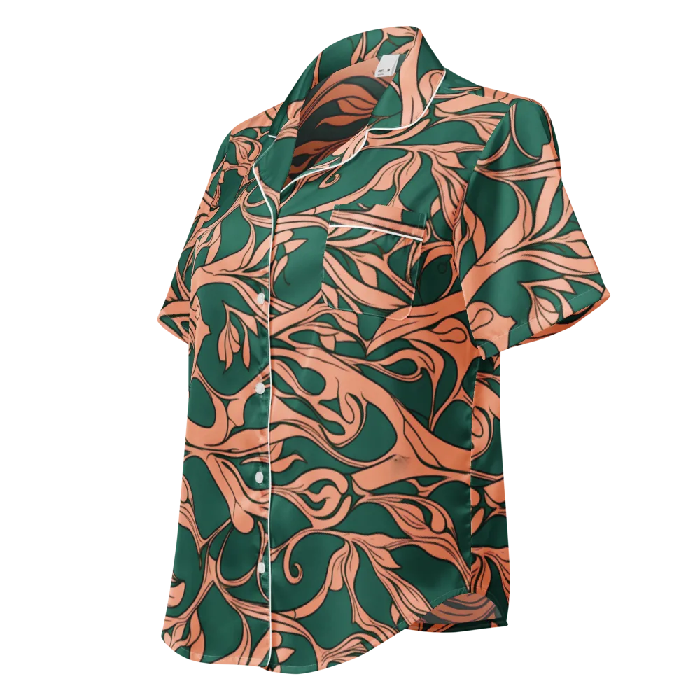 Moss And Apricot on Women's Short Sleeve Pajama Top — Left Front