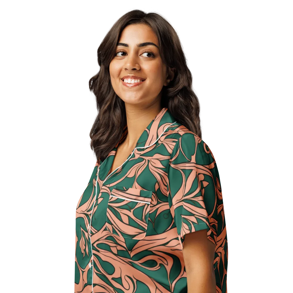 Moss And Apricot on Women's Short Sleeve Pajama Top — Left Front