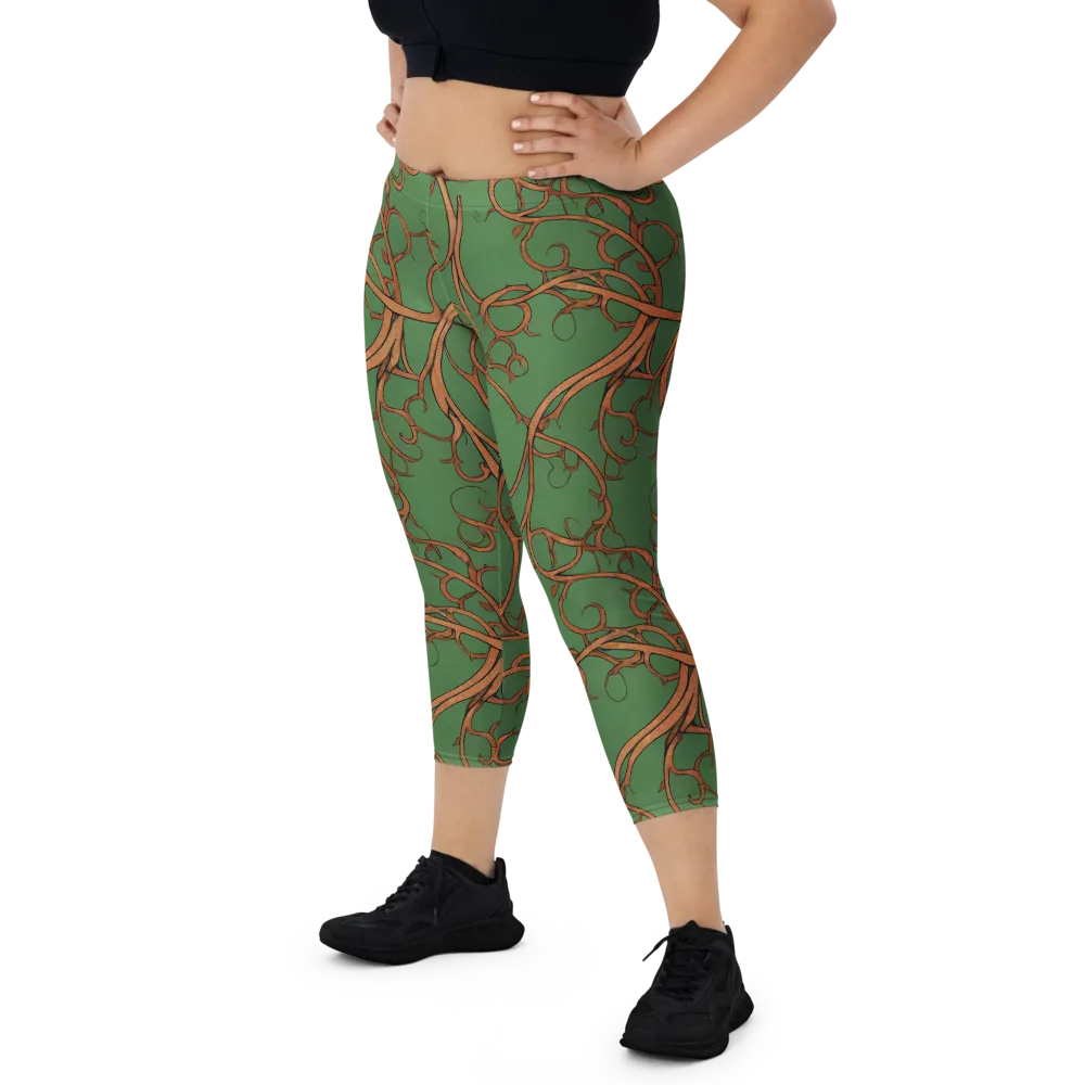 Copperwild Vines on Capri Leggings — Front