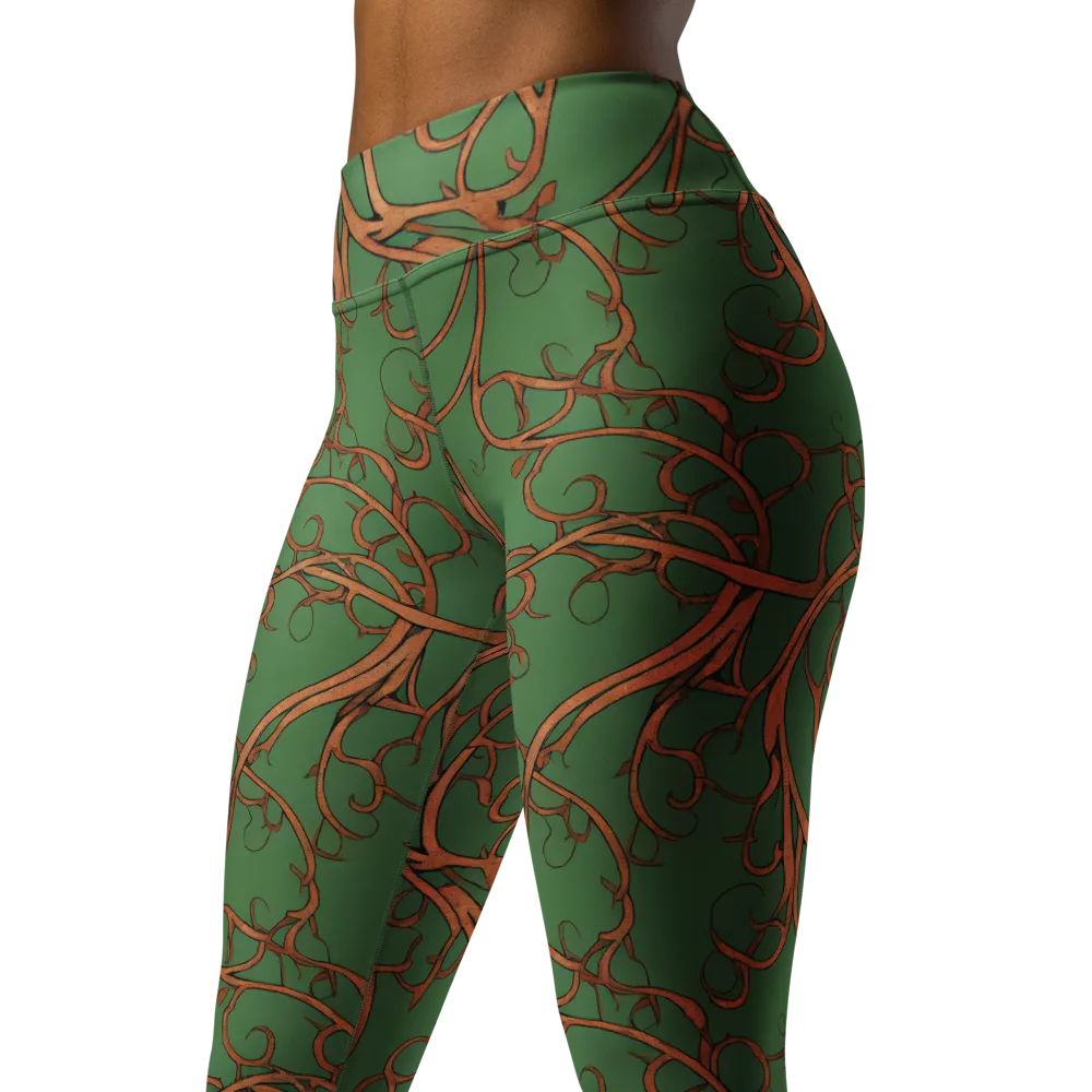 Copperwild Vines on Yoga Leggings — Left Front