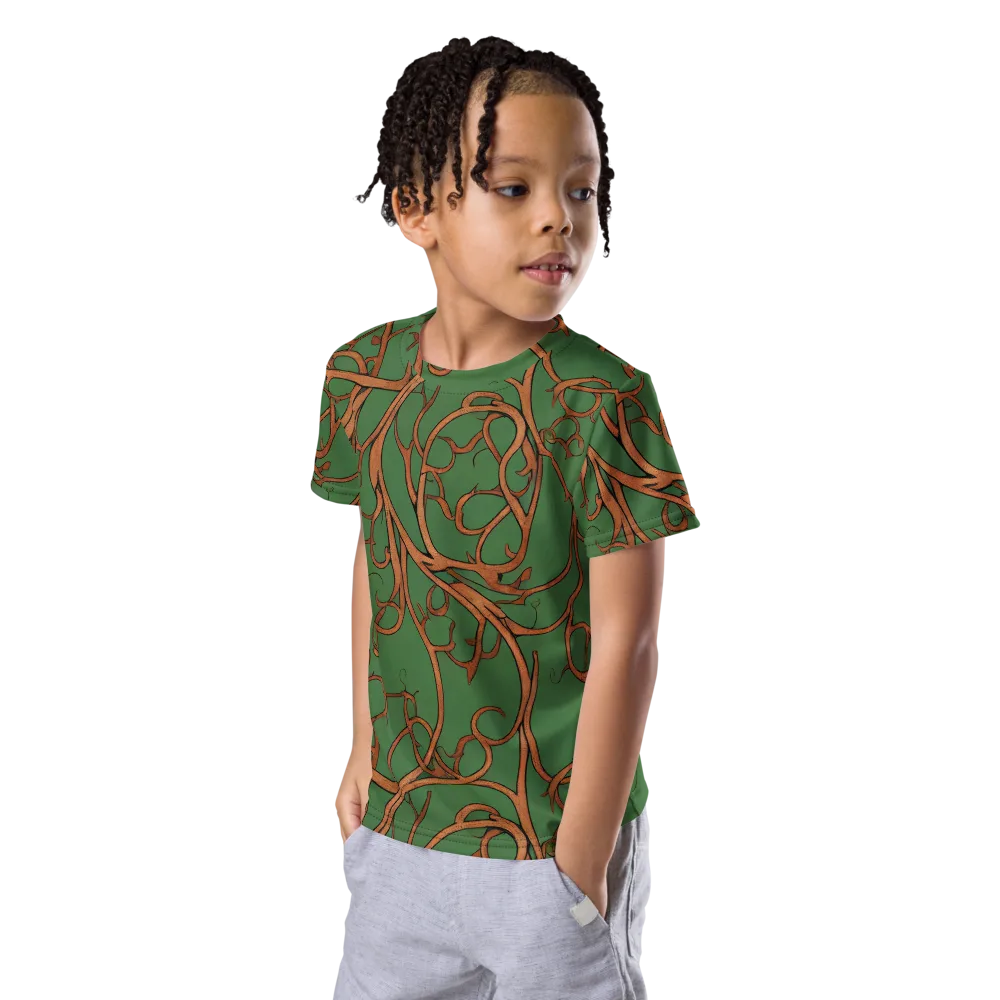 Copperwild Vines on Kids Crew Neck T-Shirt — Left Front