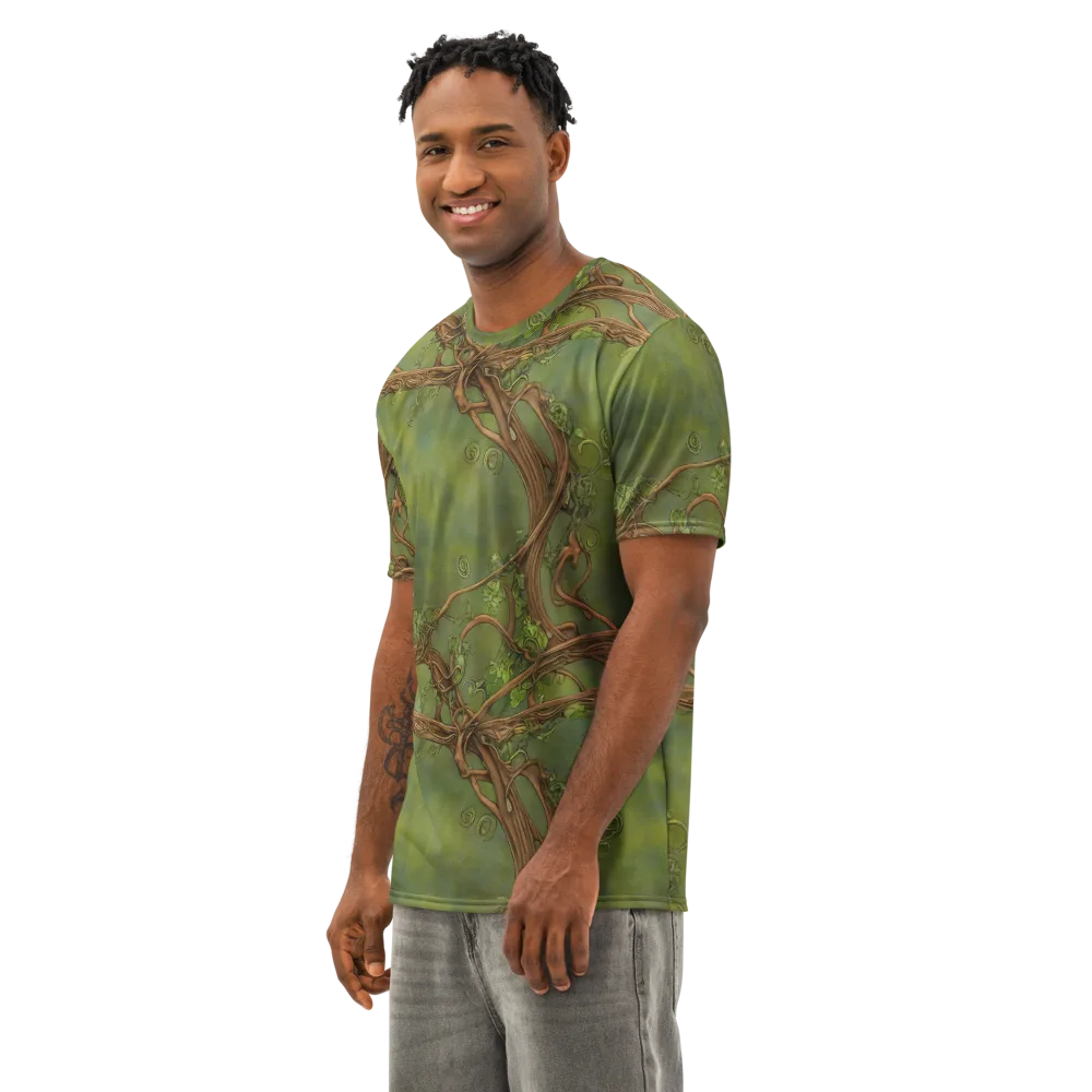 Vineyard Reverie on Men's Cotton Crew Neck T-Shirt — Left Front