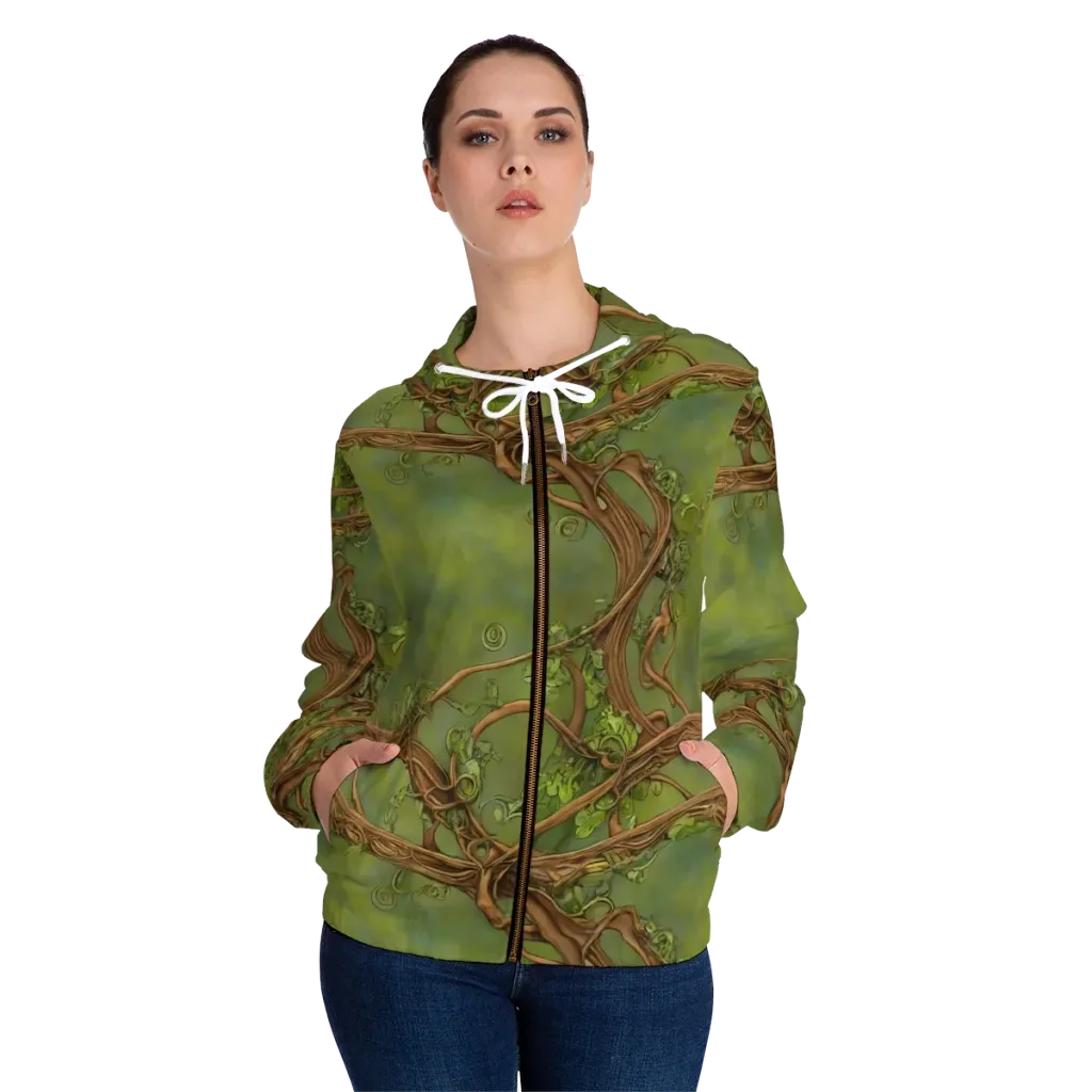 Vineyard Reverie on Women's Full-Zip Hoodie — Front On Person