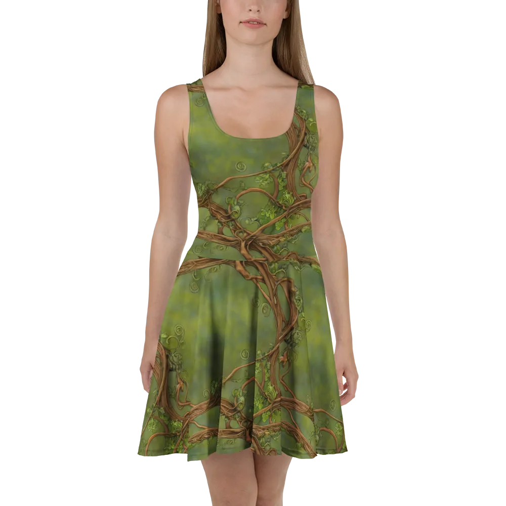 Vineyard Reverie on Skater Dress — Front
