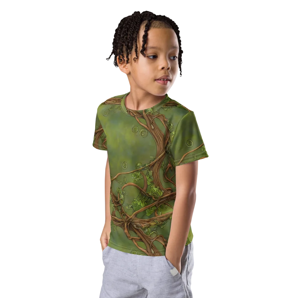 Vineyard Reverie on Kids Crew Neck T-Shirt — Left Front