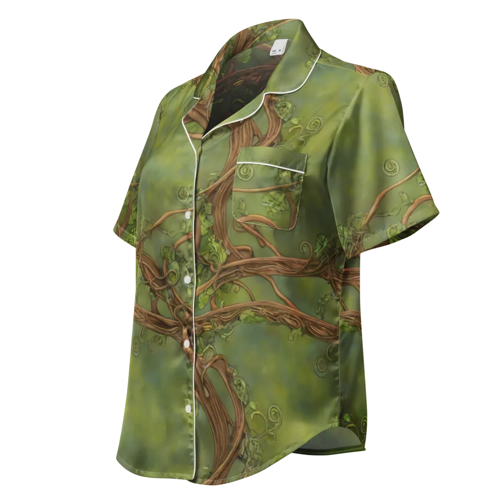 Vineyard Reverie on Women's Short Sleeve Pajama Top — Left Front