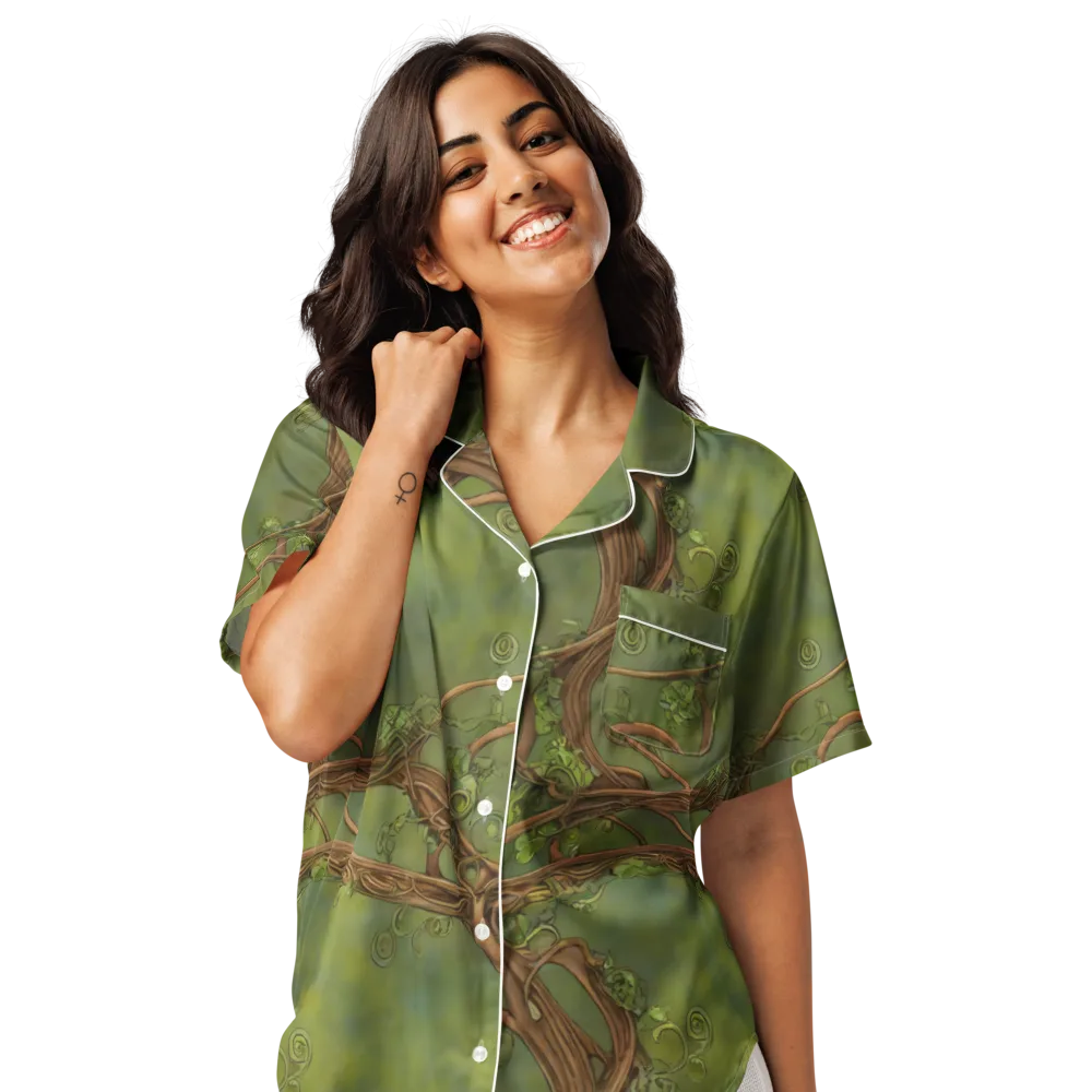 Vineyard Reverie on Women's Short Sleeve Pajama Top — Front