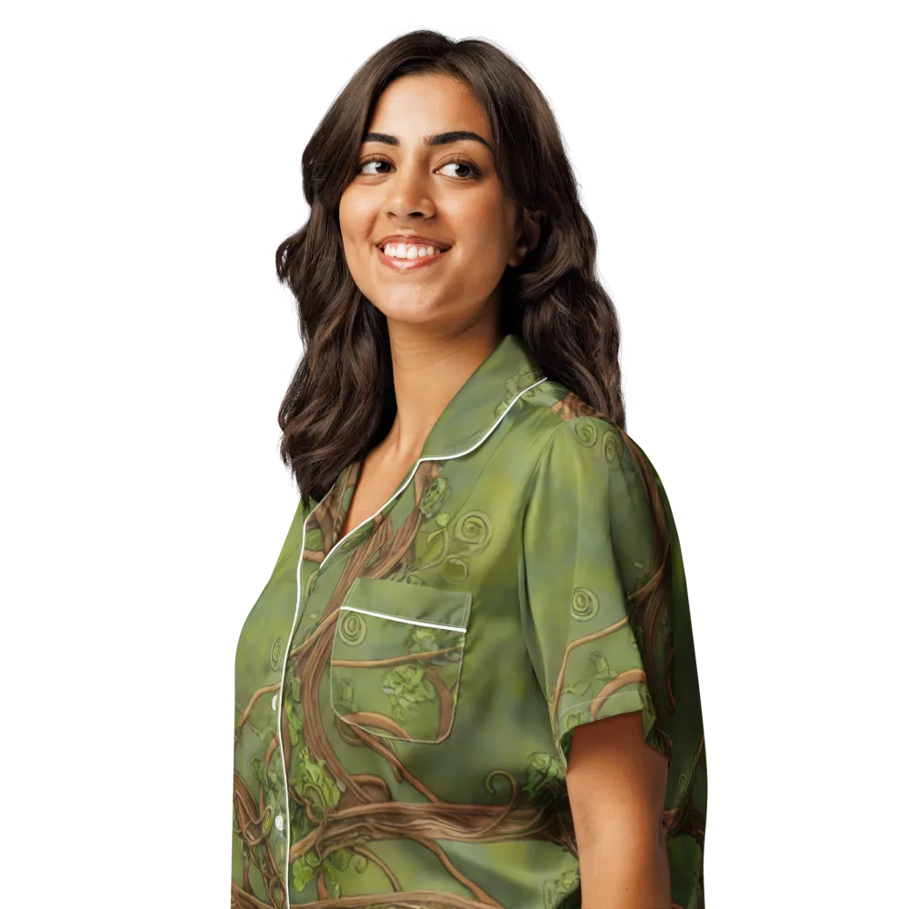 Vineyard Reverie on Women's Short Sleeve Pajama Top — Left Front