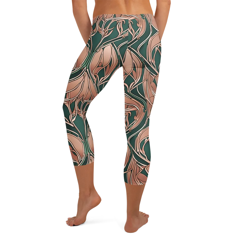 Rosewater Nouveau on Capri Leggings — Back