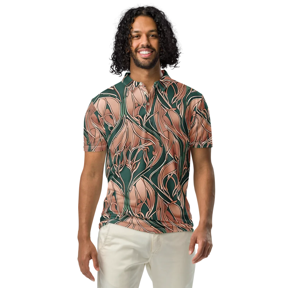 Rosewater Nouveau on Men's Slim Fit Polo Shirt — Front