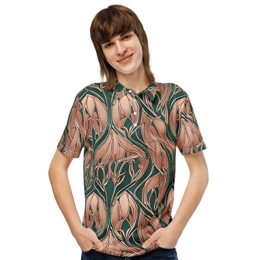 Rosewater Nouveau on a Men's Slim Fit Polo Shirt