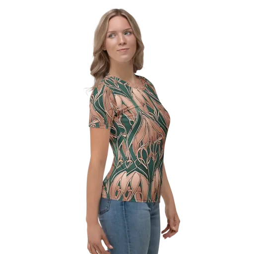 Rosewater Nouveau on a Women's Crew Neck T-Shirt