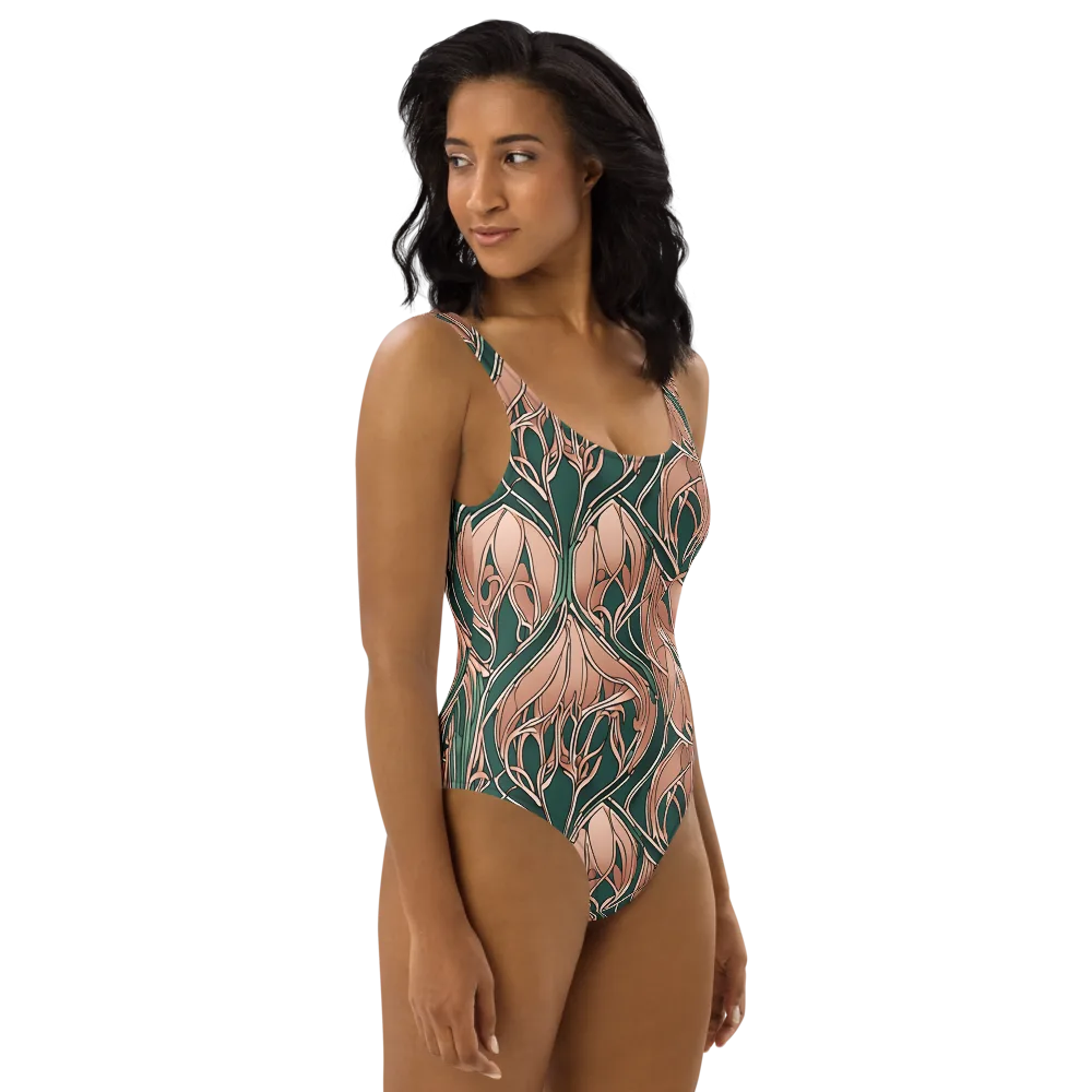Rosewater Nouveau on One-Piece Swimsuit — Right