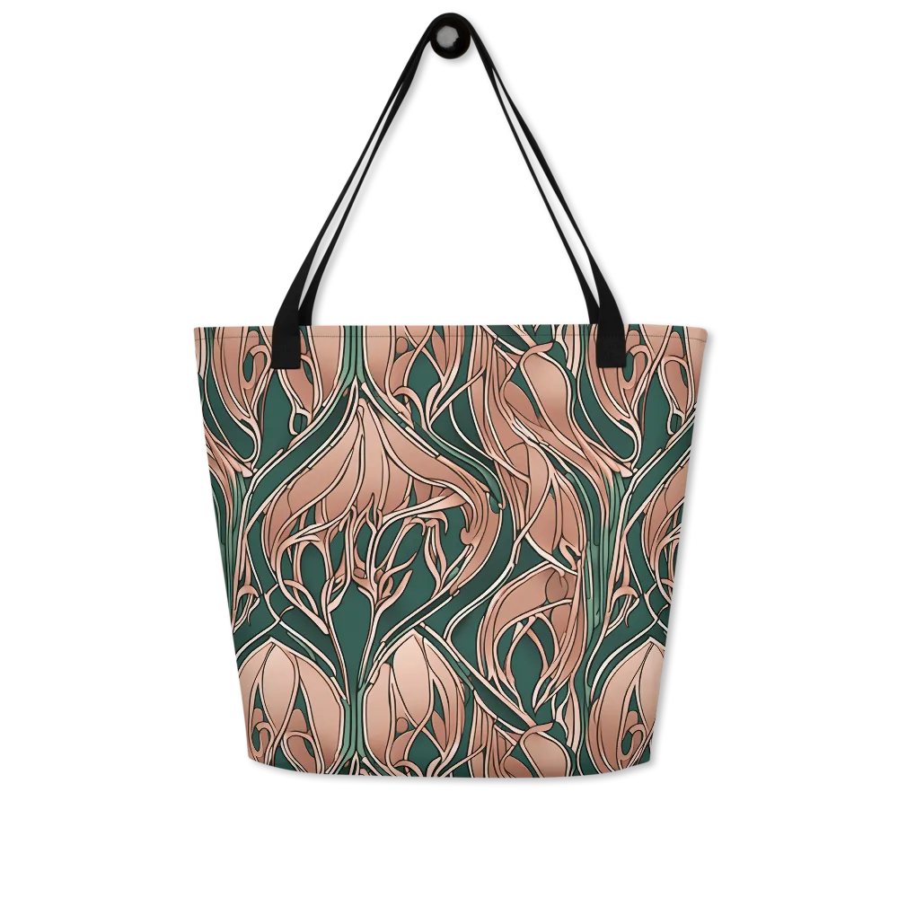 Rosewater Nouveau on Large Tote Bag W/ Pocket — Front