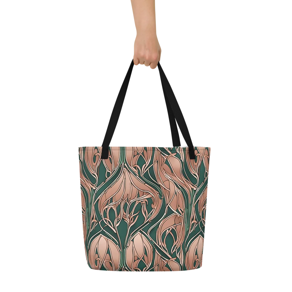 Rosewater Nouveau on Large Tote Bag W/ Pocket — Front