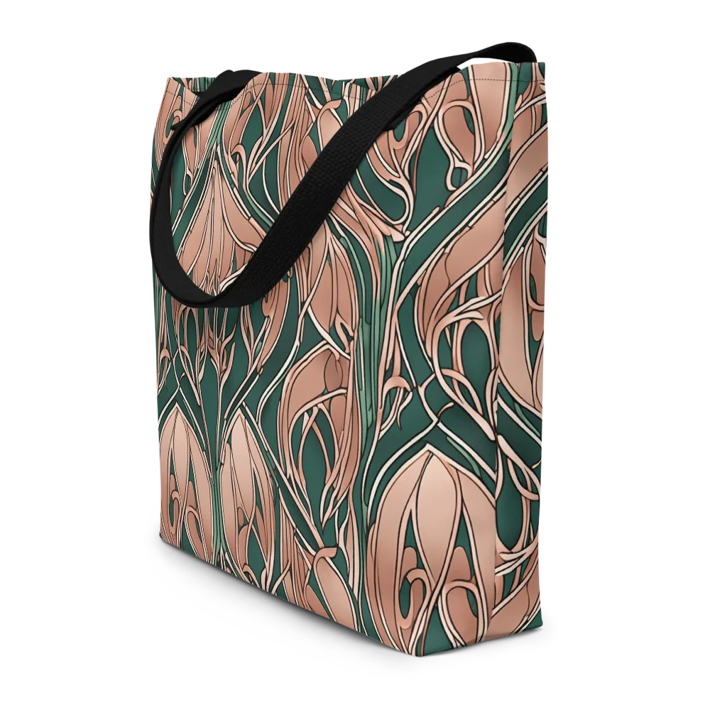 Rosewater Nouveau on Large Tote Bag W/ Pocket — Front