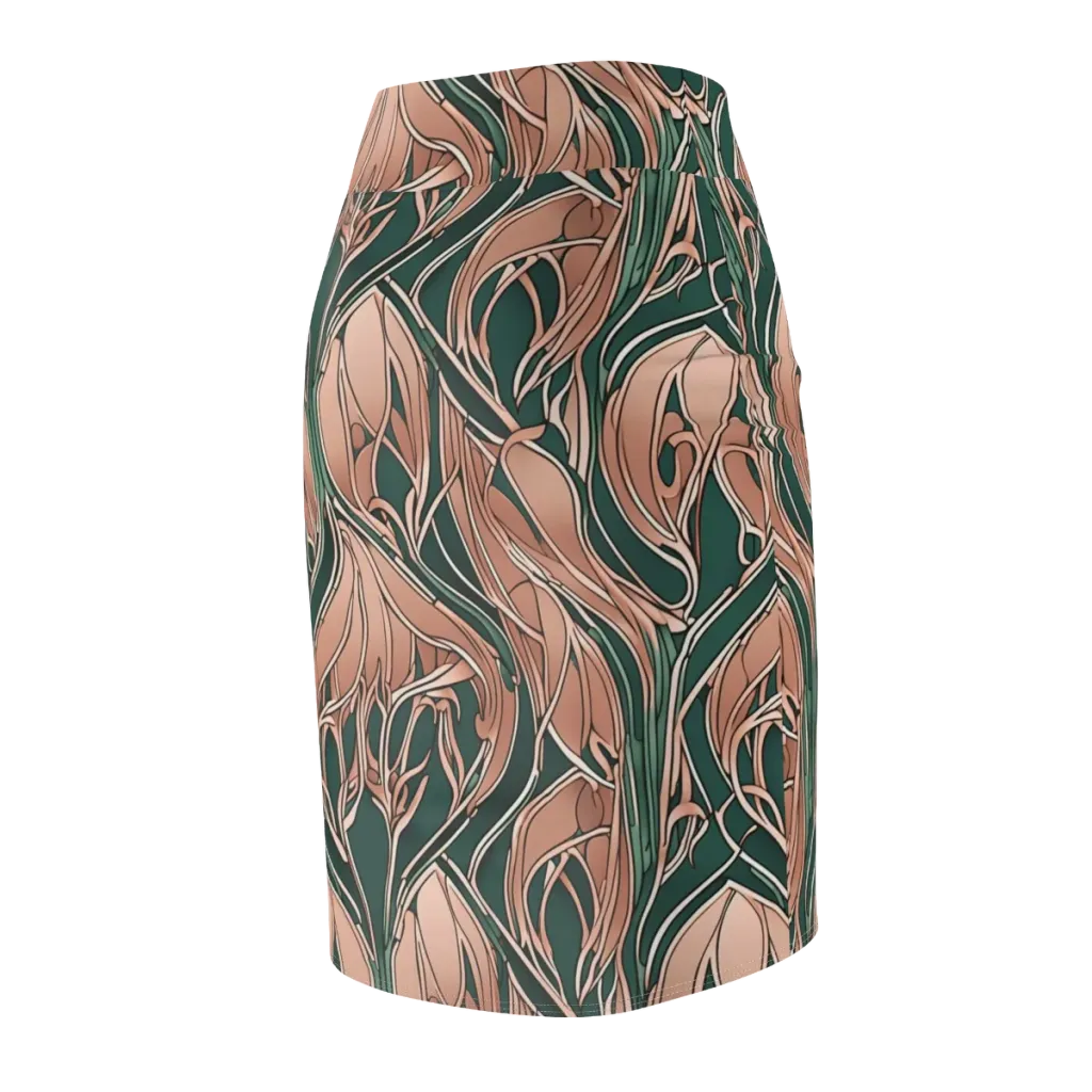 Rosewater Nouveau on Pencil Skirt — Back Side