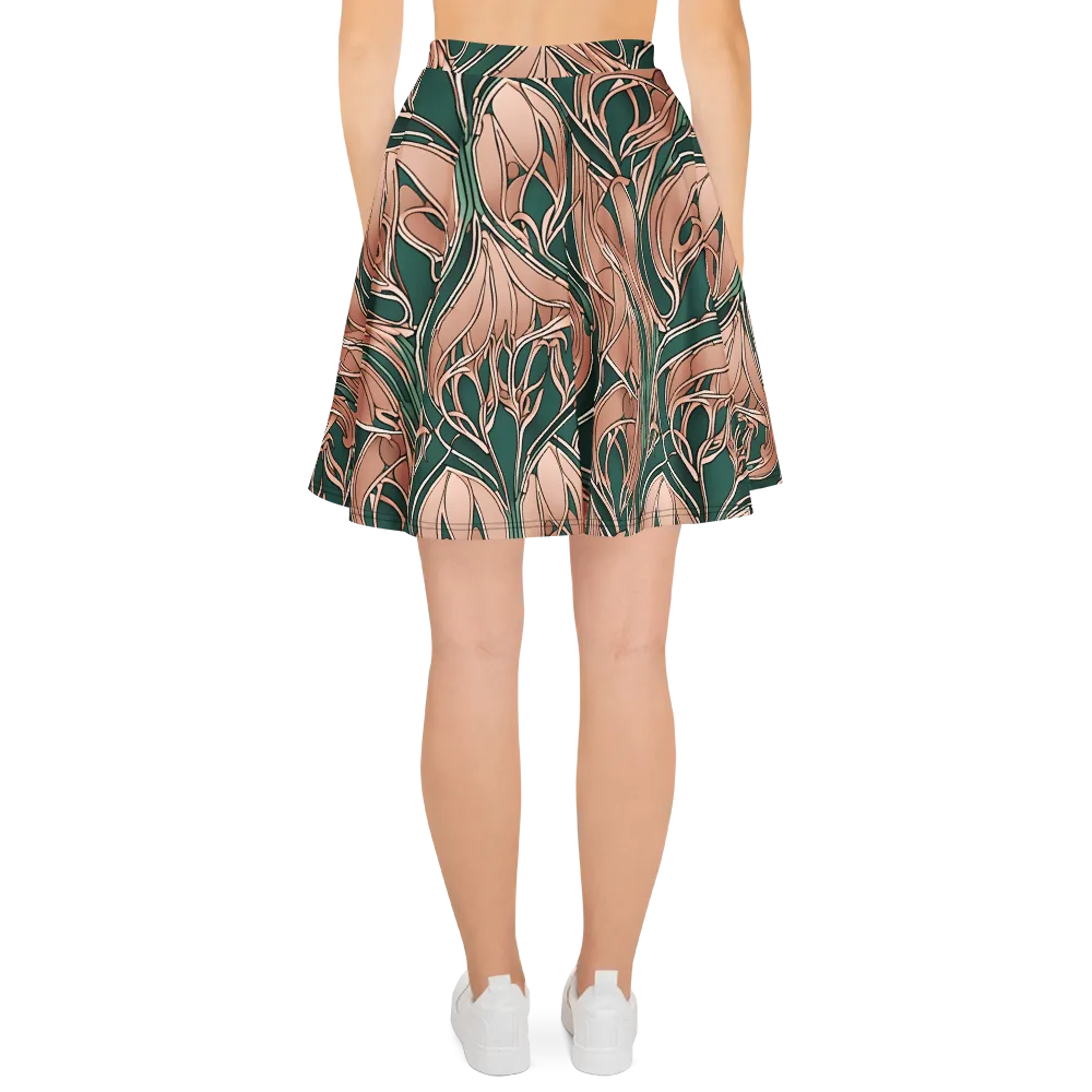 Rosewater Nouveau on Skater Skirt — Back