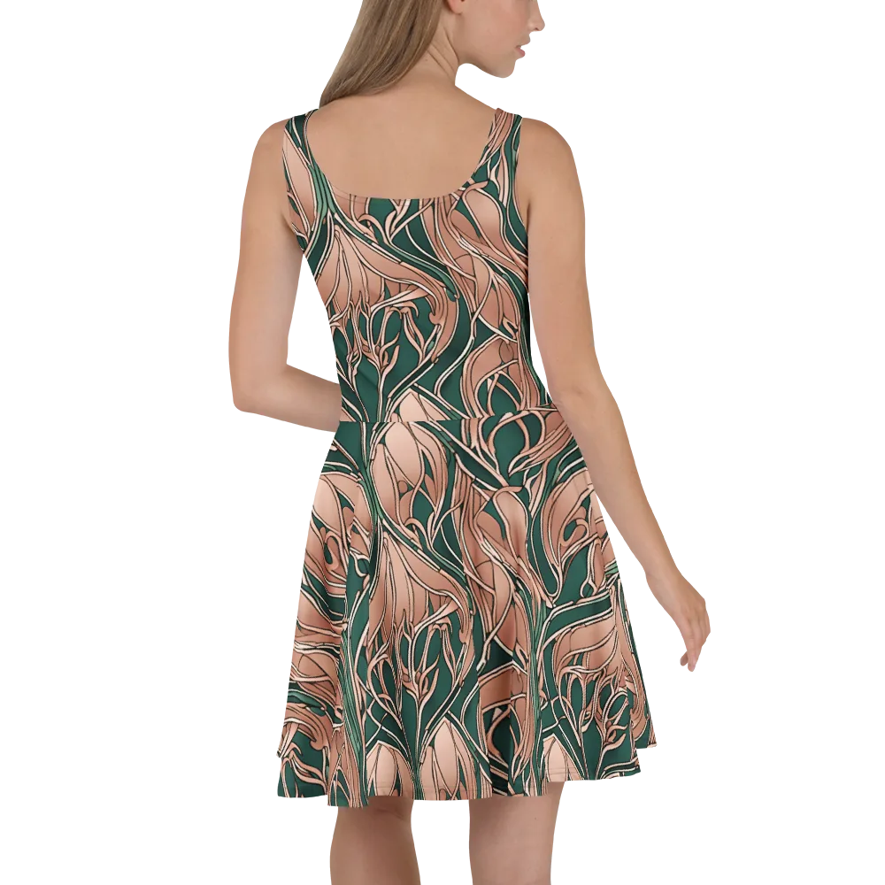 Rosewater Nouveau on Skater Dress — Back