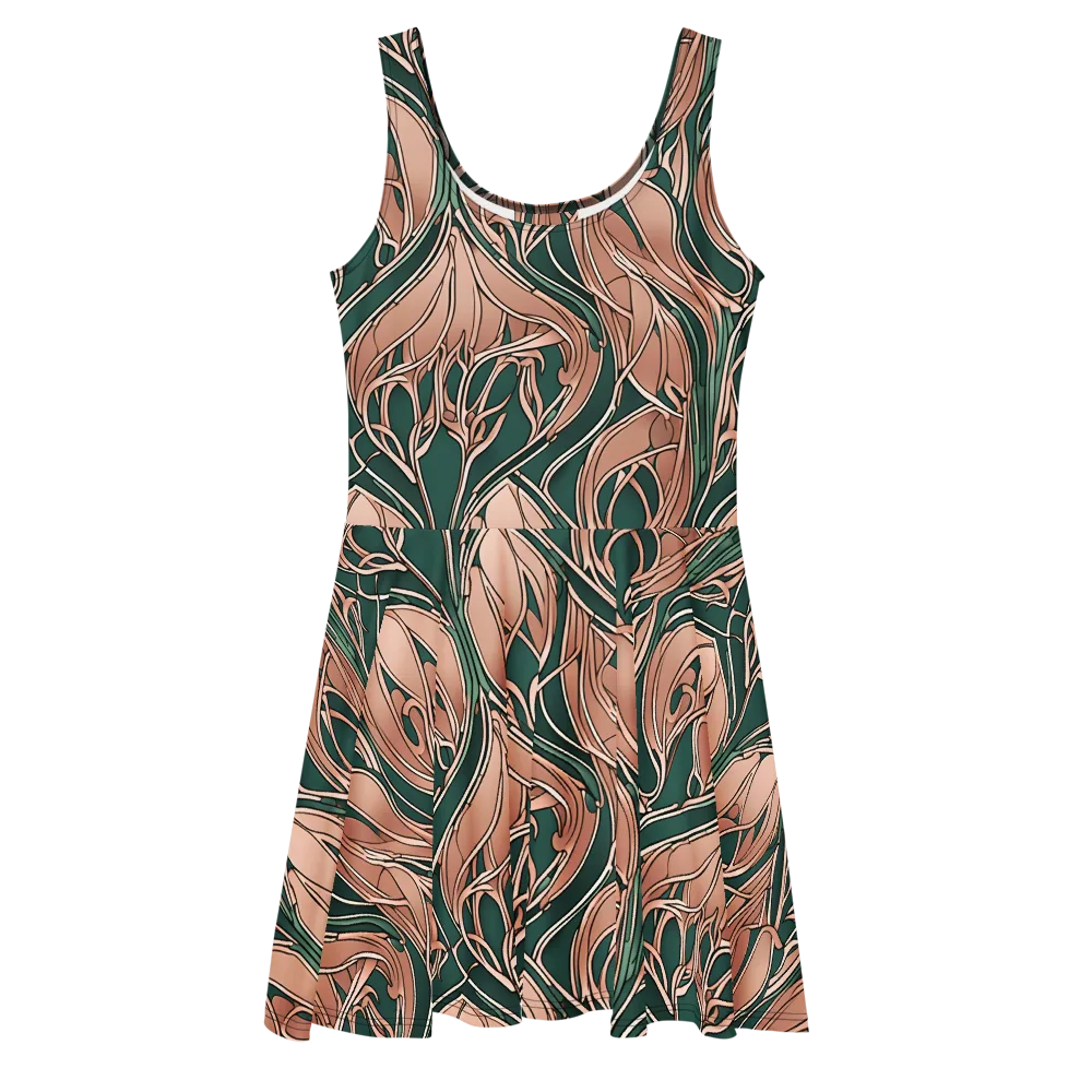 Rosewater Nouveau on Skater Dress — Front