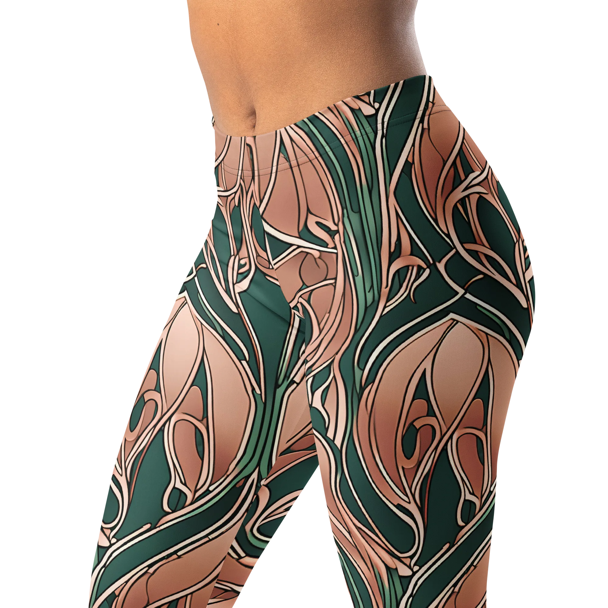 Rosewater Nouveau on Leggings — Left Front