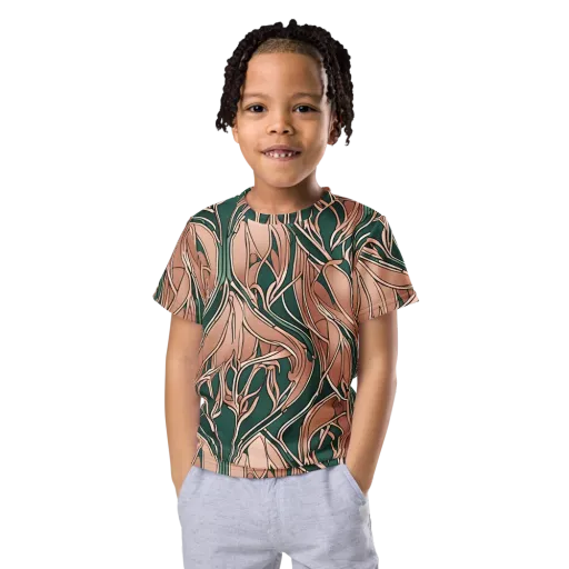 Rosewater Nouveau on a Kids Crew Neck T-Shirt