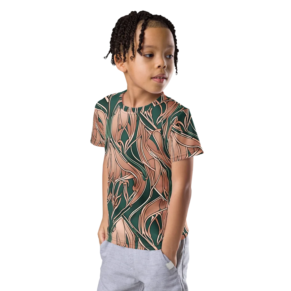Rosewater Nouveau on Kids Crew Neck T-Shirt — Left Front