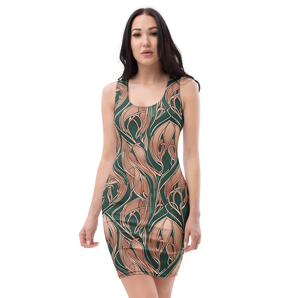 Rosewater Nouveau on Bodycon Dress — Front