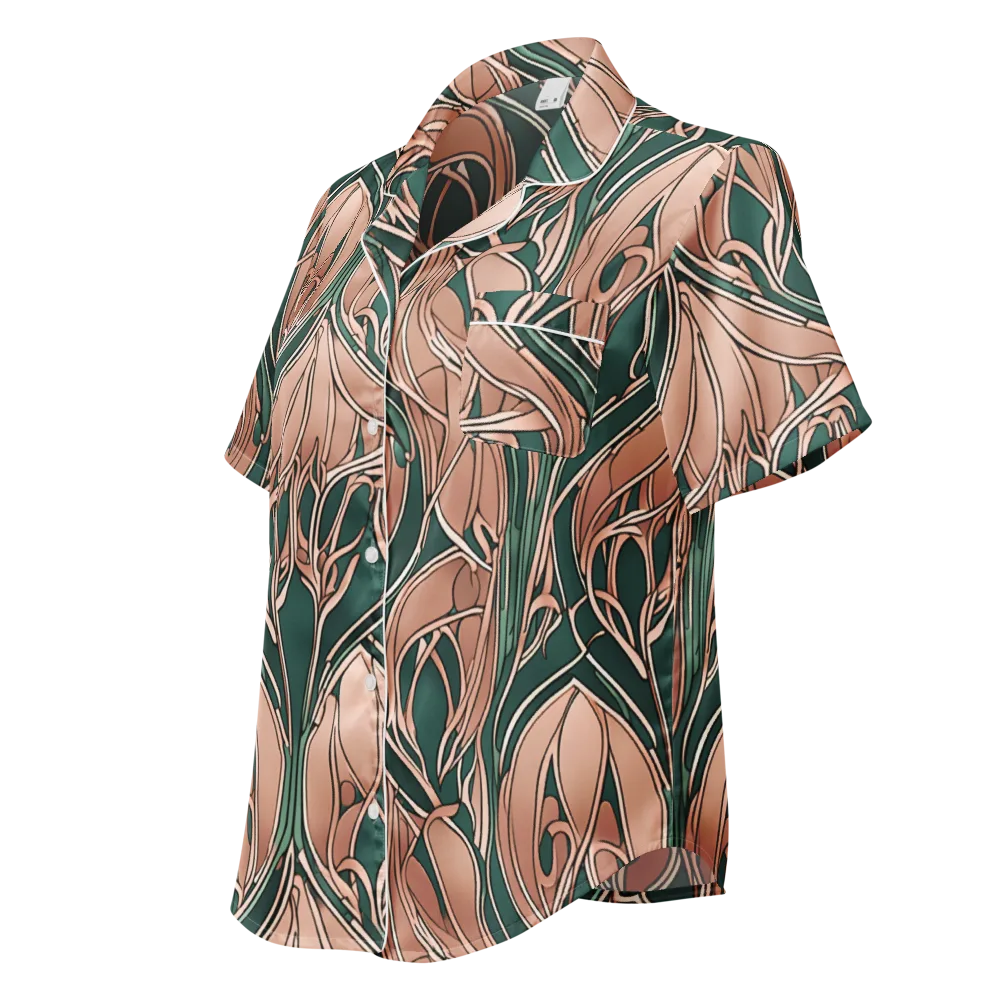 Rosewater Nouveau on Women's Short Sleeve Pajama Top — Left Front