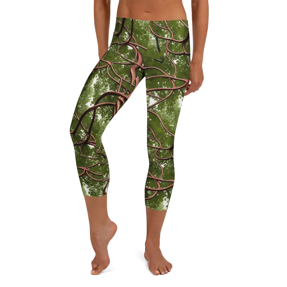 Copper Tendril on Capri Leggings — Front