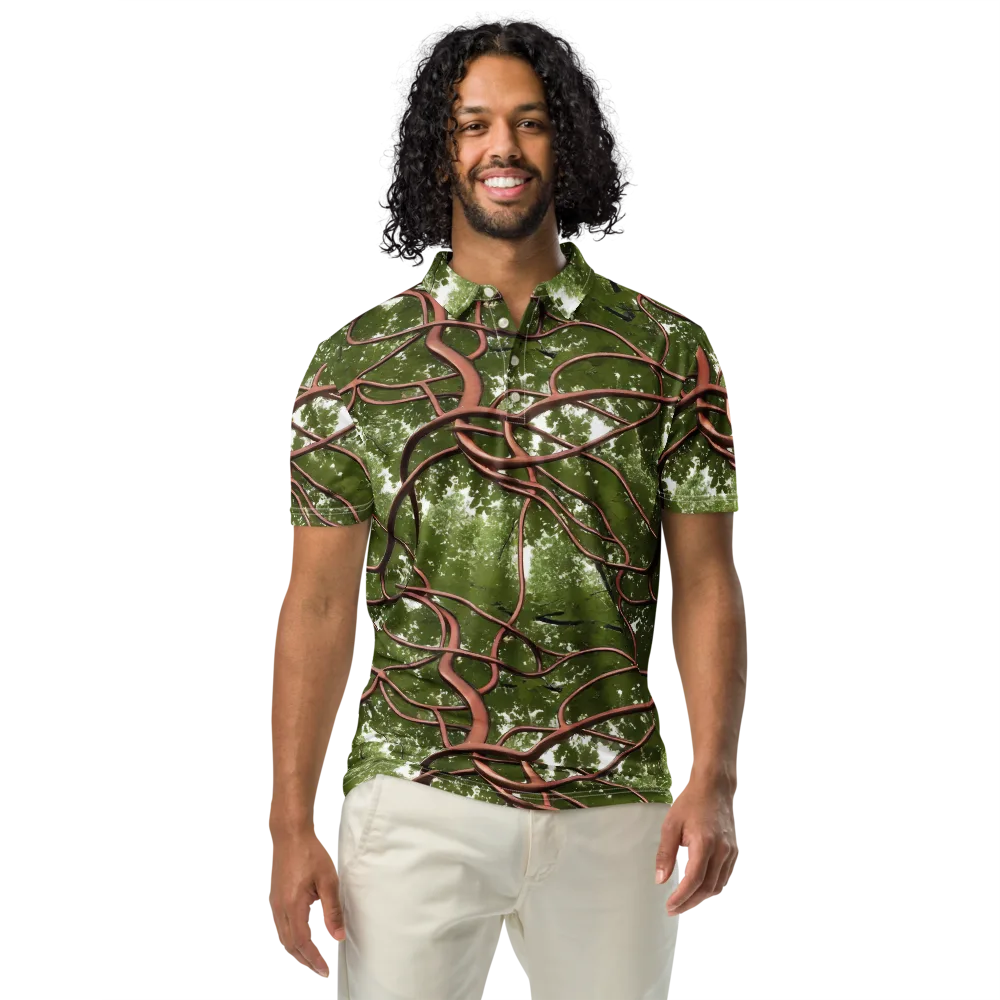 Copper Tendril on Men's Slim Fit Polo Shirt — Front