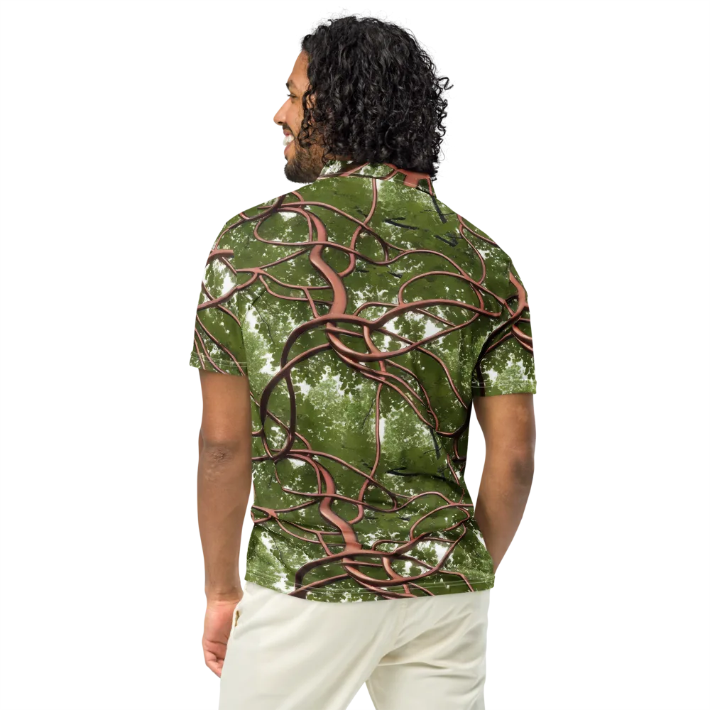 Copper Tendril on Men's Slim Fit Polo Shirt — Back